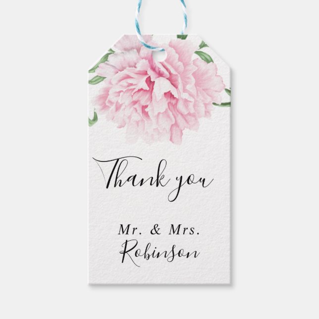 Etiqueta Para Presente Casamento Elegante De Pequim Rosa-Rosa Botânico (Frente)