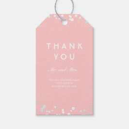 Etiqueta Para Presente Casamento Elegante de Prata e Confetti Rosa