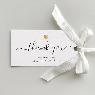 Etiqueta Para Presente Casamento Elegante de Script Moderno Dourado Cora