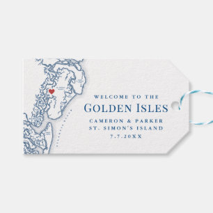 Etiqueta Para Presente Casamento Elegante do Mapa da Geórgia das Ilhas ou