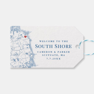 Etiqueta Para Presente Casamento Elegante do Mapa de Massachusetts South