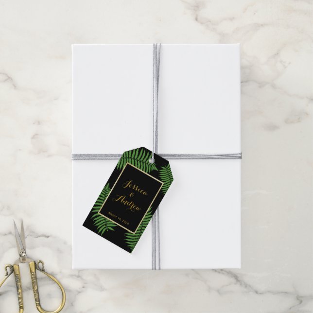 Etiqueta Para Presente Casamento Elegante e Sofisticado com Samambaia (Com cordão)