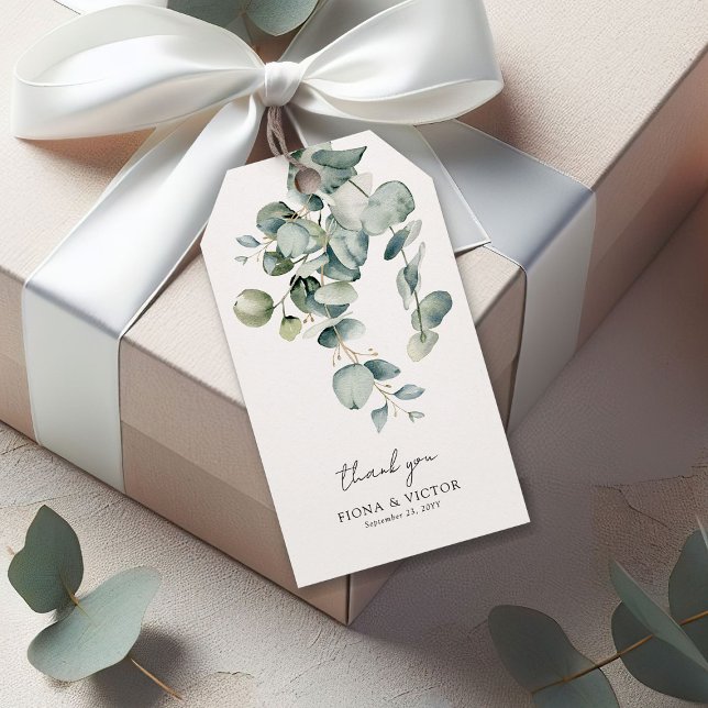 Etiqueta Para Presente Casamento Elegante Eucalyptus Greenery (Criador carregado)
