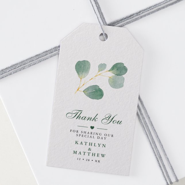 Etiqueta Para Presente Casamento Elegante Eucalyptus Greenery Obrigado (Criador carregado)