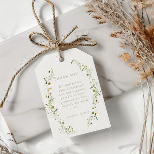Etiqueta Para Presente Casamento Elegante Olive Wildflower Obrigado