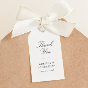 Etiqueta Para Presente Casamento Elegante Verde e Branco Obrigado