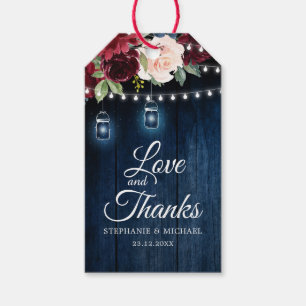 Etiqueta Para Presente Casamento em Jarra de Pedra com Floral Burgundy em