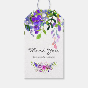 Etiqueta Para Presente Casamento em Ultra Violeta Aquarela Floral Obrigad