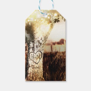 Etiqueta Para Presente Casamento entre a Rússia e a Árvore e Luzes de Cor