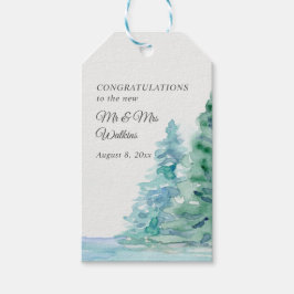 Etiqueta Para Presente Casamento Favor Watercolor Lago Florestal Selvagem
