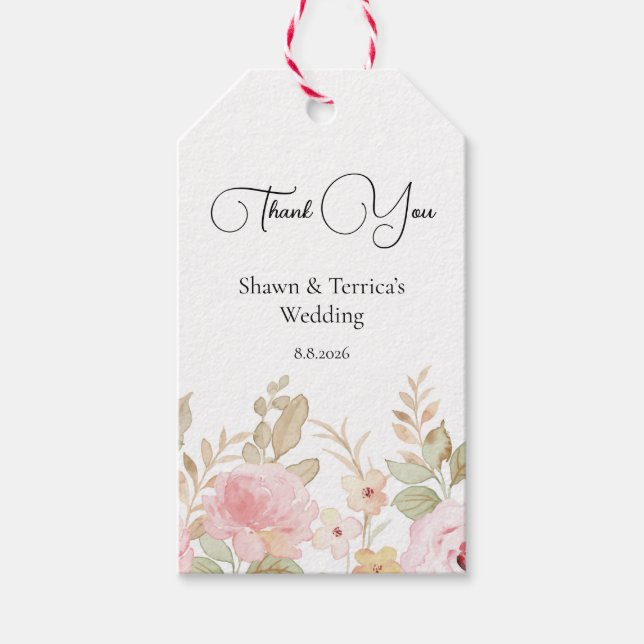 Etiqueta Para Presente Casamento Flaoral Personalizado Elegante (Frente)