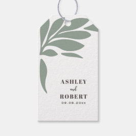 Etiqueta Para Presente Casamento Floral Abstrato Tropical em Sage e Blush