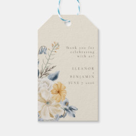 Etiqueta Para Presente Casamento Floral Amarelo Azul Russo Personalizado 