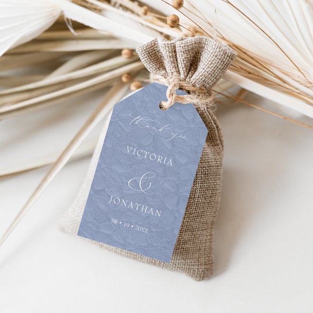 Etiqueta Para Presente Casamento Floral Azul Obrigado (Criador carregado)