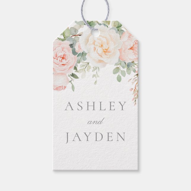 Etiqueta Para Presente Casamento Floral Blush & Sage (Frente)
