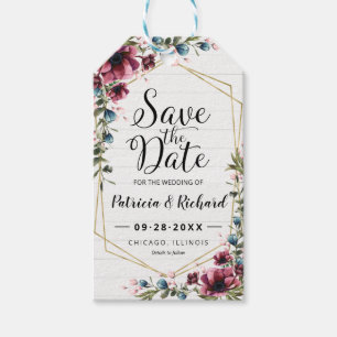 Etiqueta Para Presente Casamento Floral Borgonha Rústico Chique Salve A D
