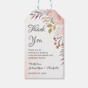 Etiqueta Para Presente Casamento Floral Cor-de-Água-Cristã-Esbranquiçada 