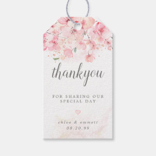 Etiqueta Para Presente Casamento floral cor-de-rosa da flor de cerejeira