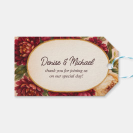 Etiqueta Para Presente Casamento Floral de Aquarelas Blush Burgundy