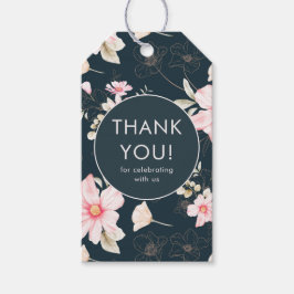 Etiqueta Para Presente Casamento Floral De Blush Elegante Obrigado Azul