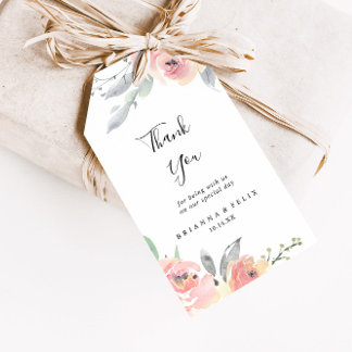Etiqueta Para Presente Casamento Floral De Blush Rosa Elegante Obrigado