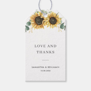 Etiqueta Para Presente Casamento Floral de Girassol Eucalyptus Greenery