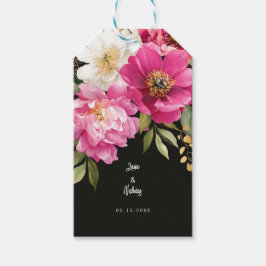 Etiqueta Para Presente Casamento Floral de Peony Floral, Cor Rosa e Branc