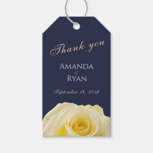 Etiqueta Para Presente Casamento Floral de Rosa Amarela Elegante Obrigado