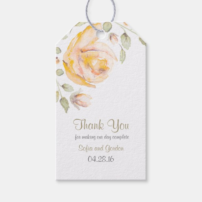 Etiqueta Para Presente Casamento Floral de Rosa de Aquarela (Frente)