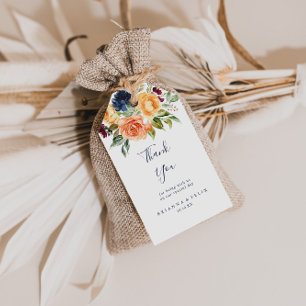 Etiqueta Para Presente Casamento Floral Elegante Multicolor Obrigado