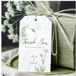 Etiqueta Para Presente Casamento Floral Elegante Rustic Pink Poppy