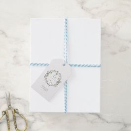 Etiqueta Para Presente Casamento Floral Francês em Verde Salvia Vintage E