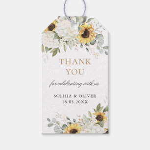 Etiqueta Para Presente Casamento Floral Hydrangea Sunflower Obrigado