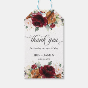 Etiqueta Para Presente Casamento Floral Laranja De Burgundy Obrigado