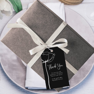 Etiqueta Para Presente Casamento Floral Mínimo Branca Negra Obrigado