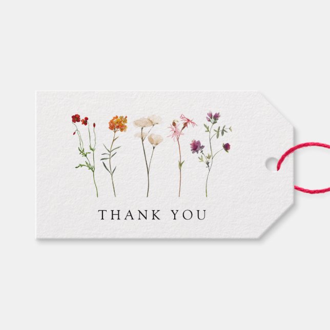 Etiqueta Para Presente Casamento Floral Mínimo de Flores Silvestres com O (Frente (horizontal))