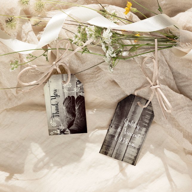 Etiqueta Para Presente Casamento Floral Ocidental Rustic Cowboy Boots (Criador carregado)