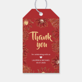 Etiqueta Para Presente Casamento Floral Oriental com Flor Waterlily Red L