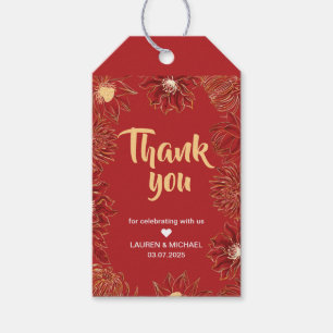 Etiqueta Para Presente Casamento Floral Oriental com Flor Waterlily Red L
