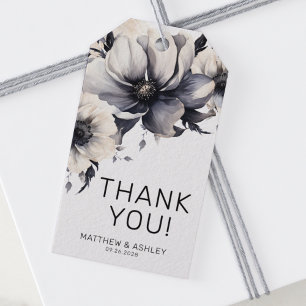 Etiqueta Para Presente Casamento Floral Preto Branco Elegante