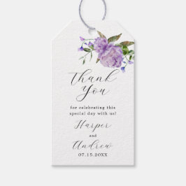 Etiqueta Para Presente Casamento Floral Purple Obrigado