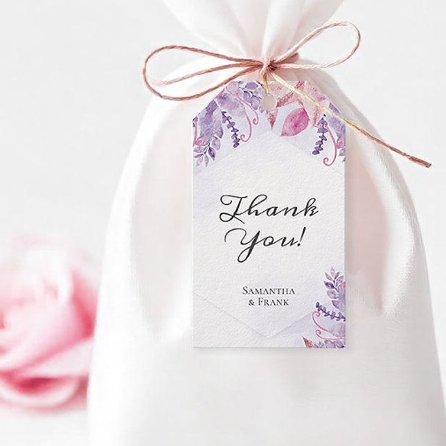 Etiqueta Para Presente Casamento Floral Purple Obrigado (Purple floral wedding favor tag)