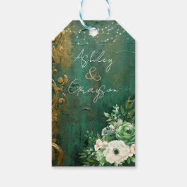 Etiqueta Para Presente Casamento Floral Romântico Verde Esmeralda