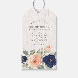 Etiqueta Para Presente Casamento Floral Rustic Country Marinho Blue and P