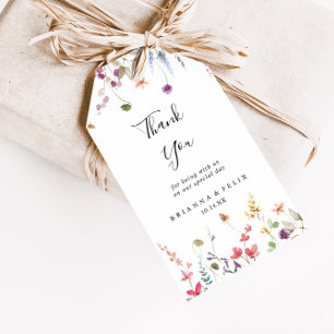 Etiqueta Para Presente Casamento Floral Selvagem Clássico Colorida Obriga