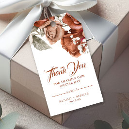 Etiqueta Para Presente Casamento Floral Terracotta - Rosas Laranja Queima