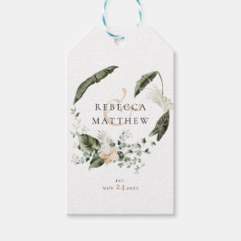Etiqueta Para Presente Casamento Floral Verde Boho Elegante