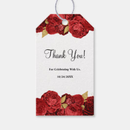 Etiqueta Para Presente Casamento Floral Vermelho E Dourado