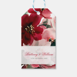 Etiqueta Para Presente Casamento Floral Vermelho Temático de Natal