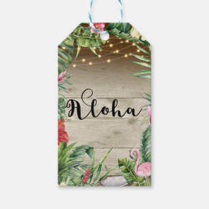 Etiqueta Para Presente Casamento Folhas Florais de Madeira Tropical Aloha